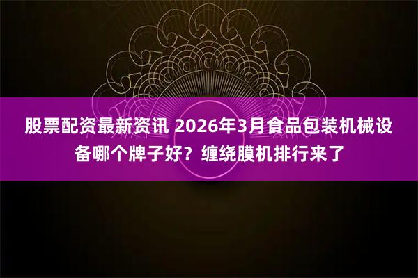 股票配资最新资讯 2026年3月食品包装机械设备哪个牌子好？缠绕膜机排行来了